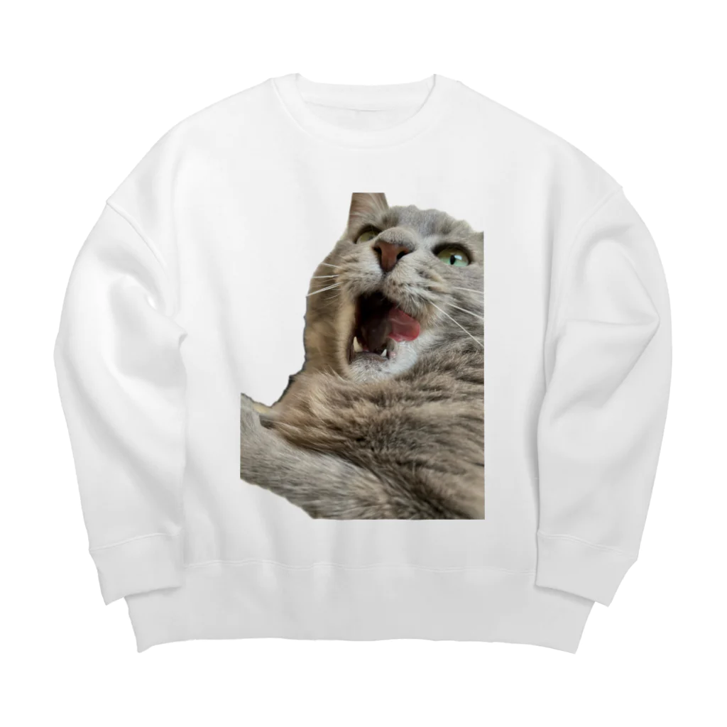 グレージュ猫ロッタン🐈‍⬛のあくびロッタン Big Crew Neck Sweatshirt