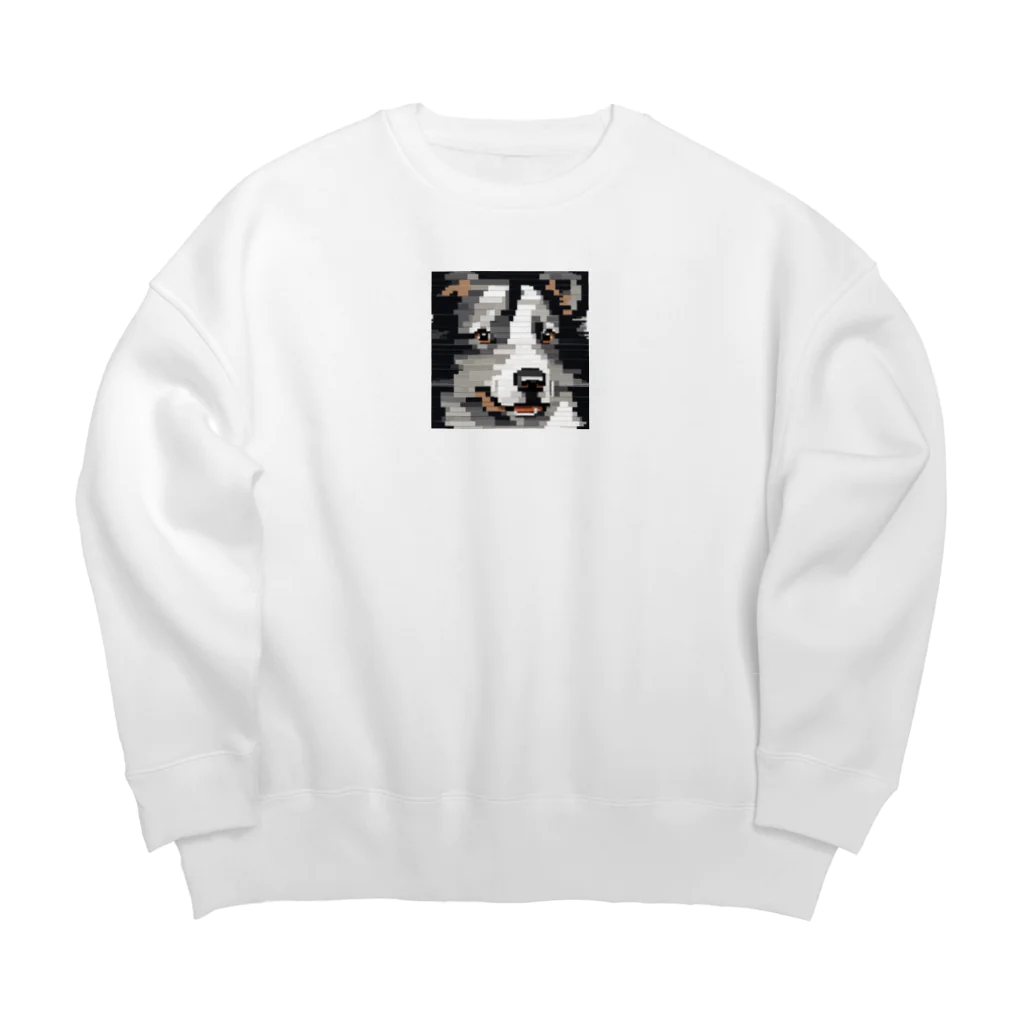 たるほのお店のピクセルアートのかわいいボーダーコリー Big Crew Neck Sweatshirt