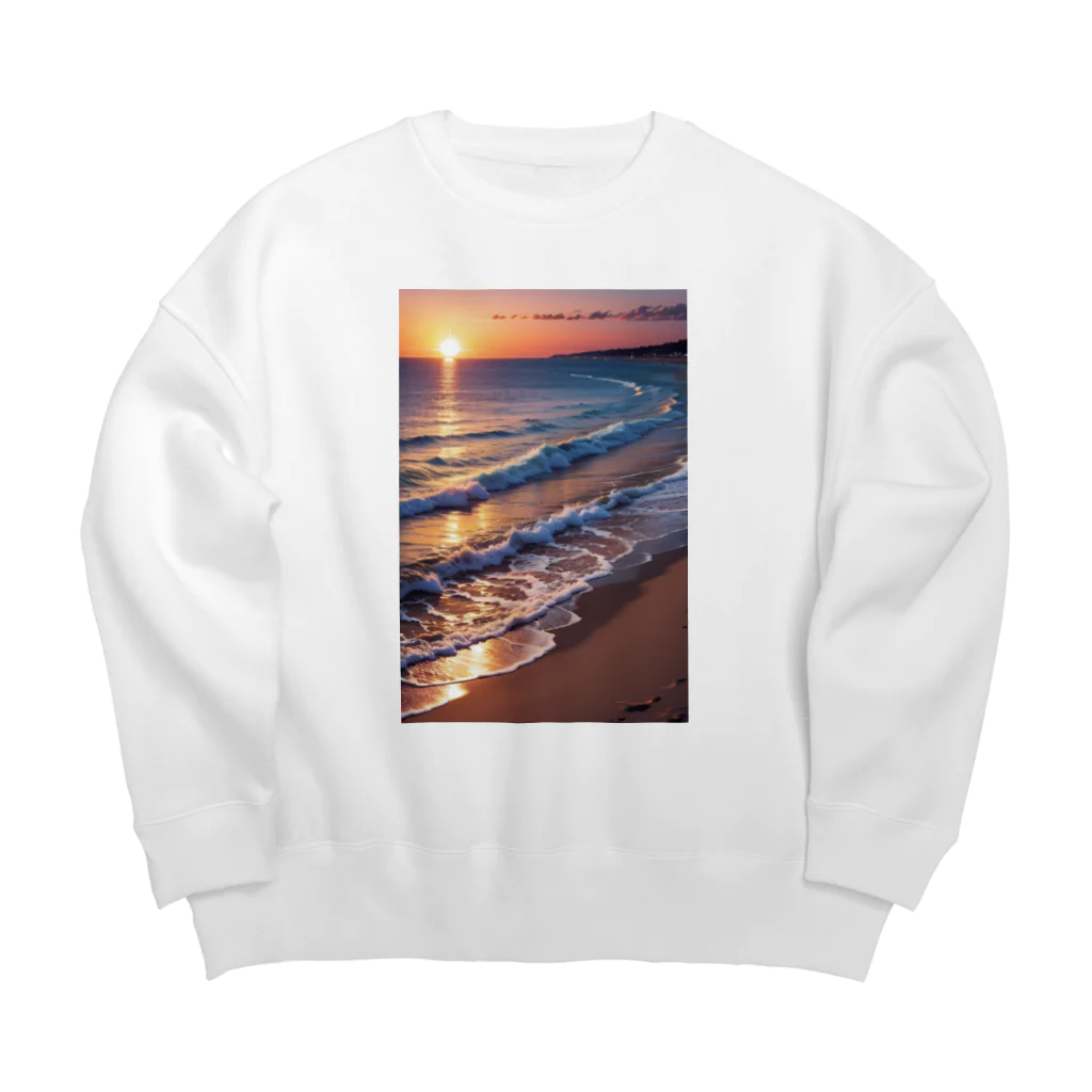 sawatchの浜辺の夕日 Big Crew Neck Sweatshirt