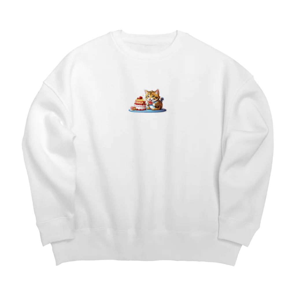 Auraのぱくぱくネコちゃん Big Crew Neck Sweatshirt