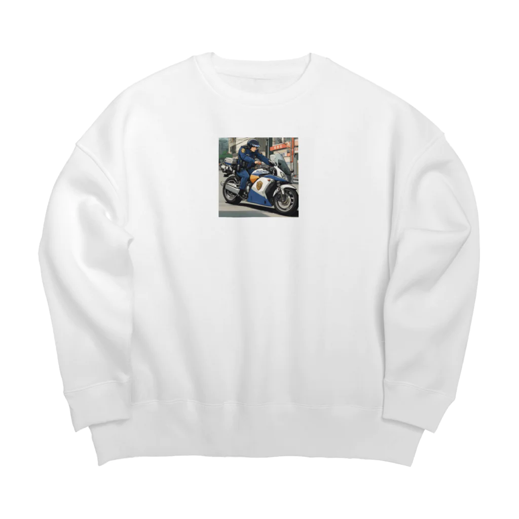 もふもふの市民の安全を守る白バイ隊員 Big Crew Neck Sweatshirt