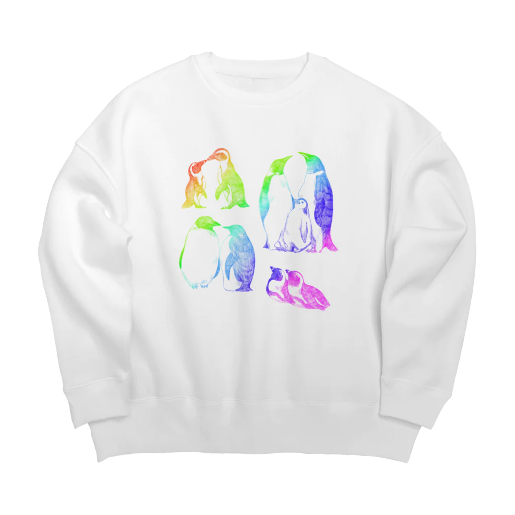 縁-yukari-のカラフルペンギン Big Crew Neck Sweatshirt