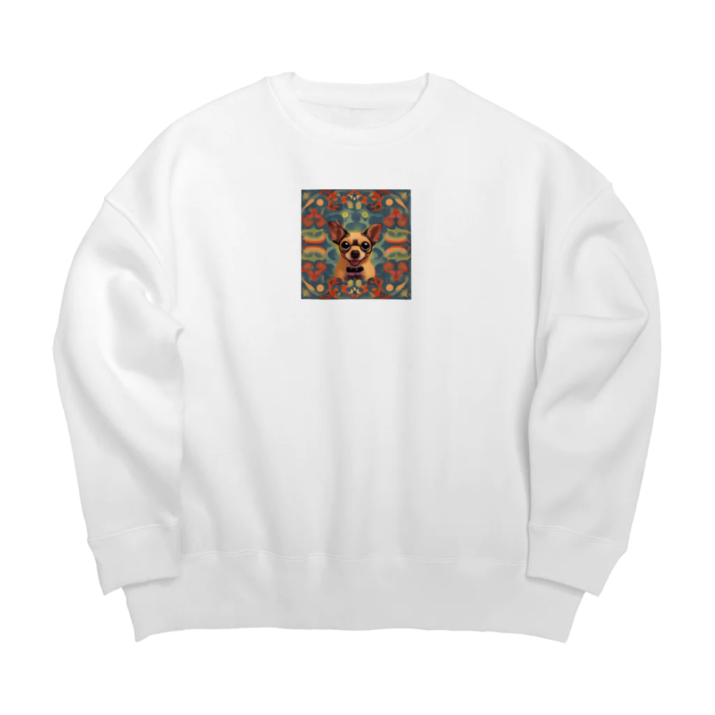 チワワ愛好家ショップのハロウィンの魔法で輝くチワワアート Big Crew Neck Sweatshirt