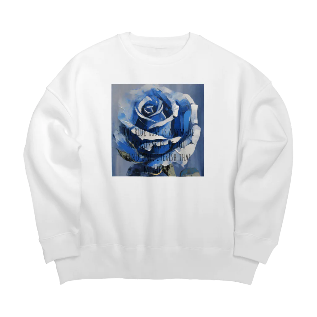 Rebelideaの青いバラ Big Crew Neck Sweatshirt