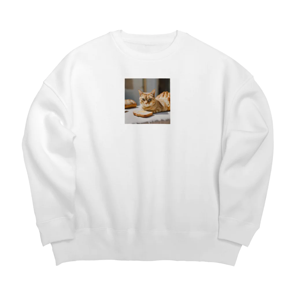 猫雑貨屋　ねこまろのパンの化身、茶トラ Big Crew Neck Sweatshirt