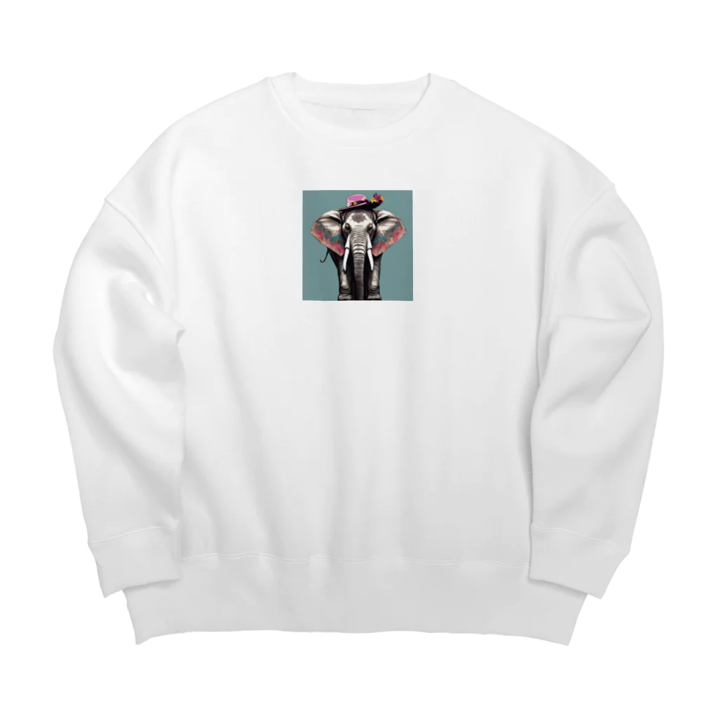 おしゃれな動物のおしゃれなゾウ Big Crew Neck Sweatshirt