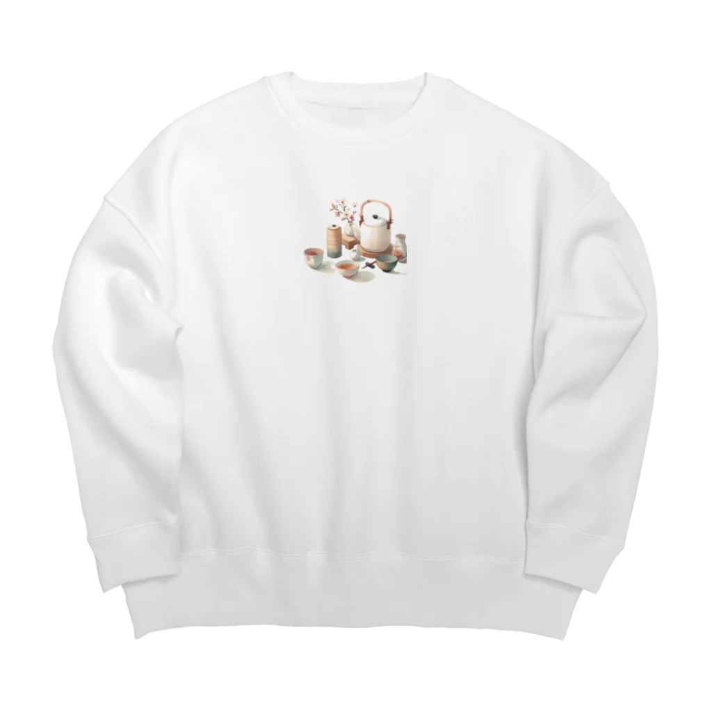 tsuncoの和風な茶器のミニマルデザイン Big Crew Neck Sweatshirt