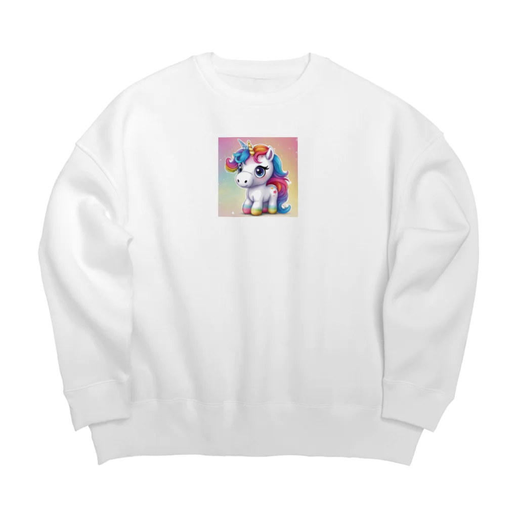 unicorn_dreamsのつぶらなユニちゃん Big Crew Neck Sweatshirt