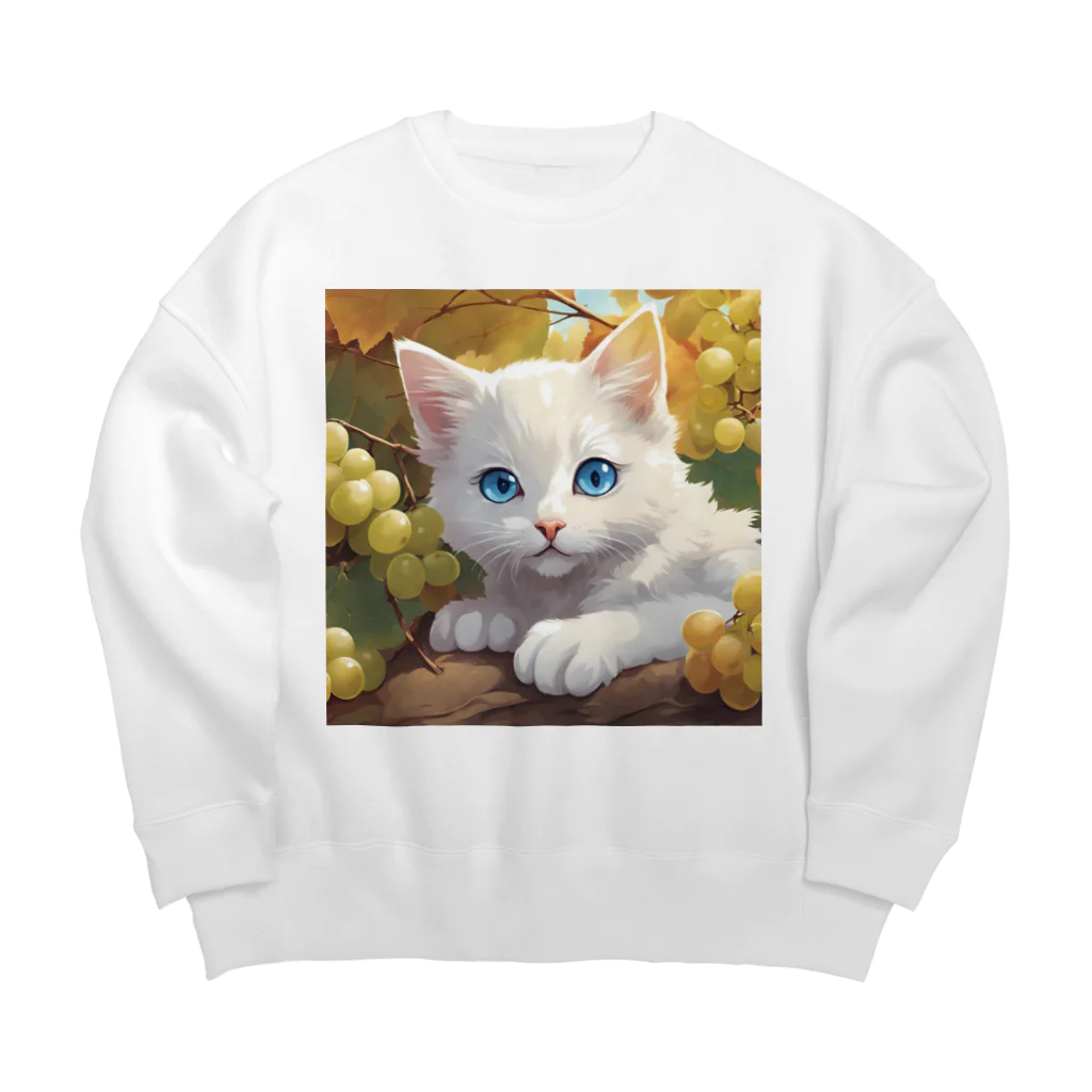 yoiyononakaの葡萄畑の番猫02 Big Crew Neck Sweatshirt