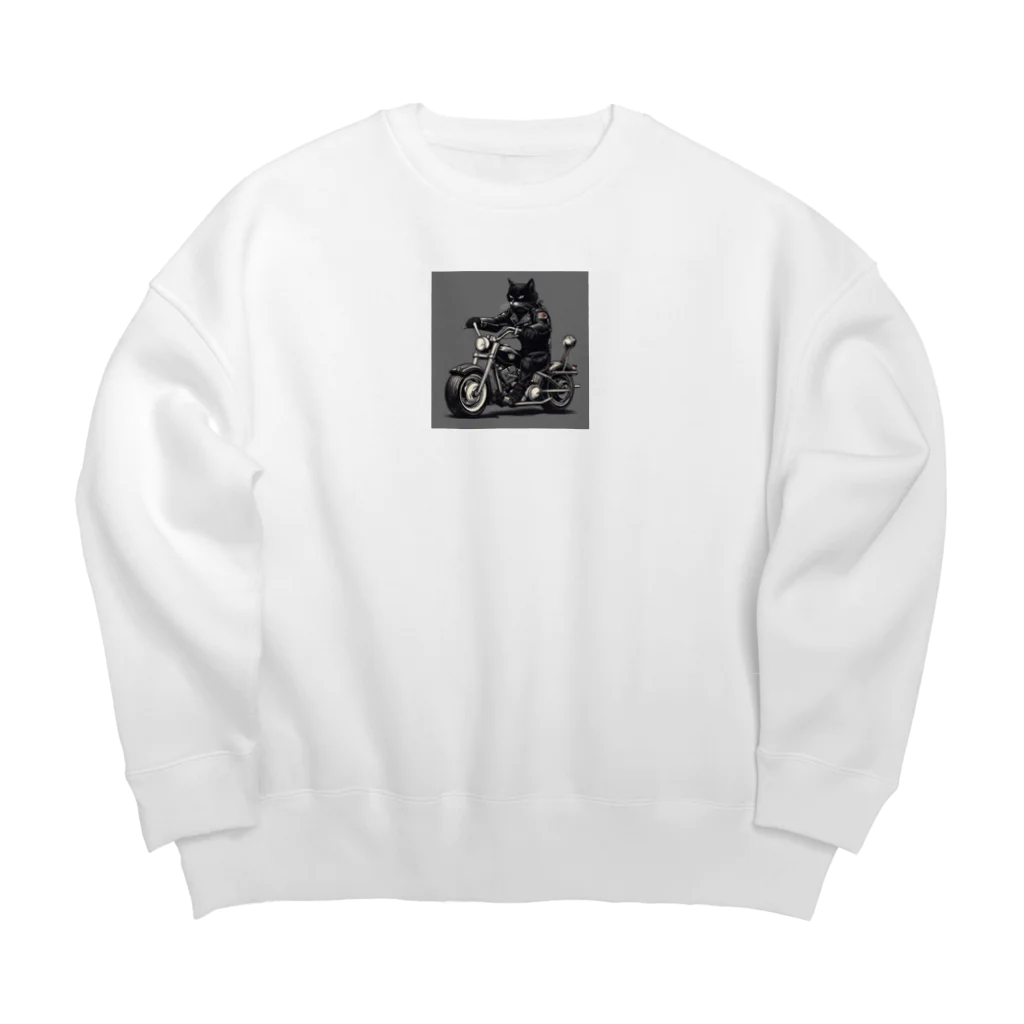 zkunmamaのワイルド黒猫 Big Crew Neck Sweatshirt