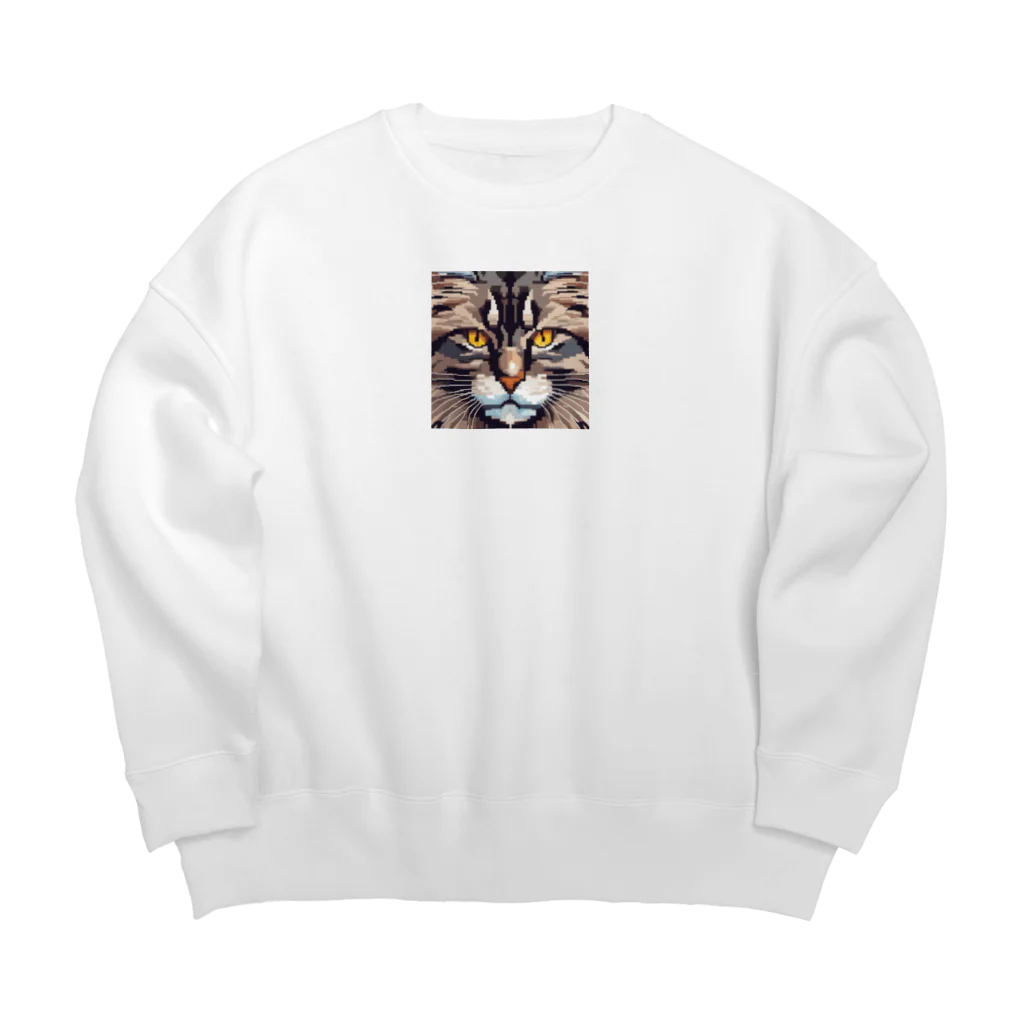 kindonesiaのドット絵のメインクーン Big Crew Neck Sweatshirt