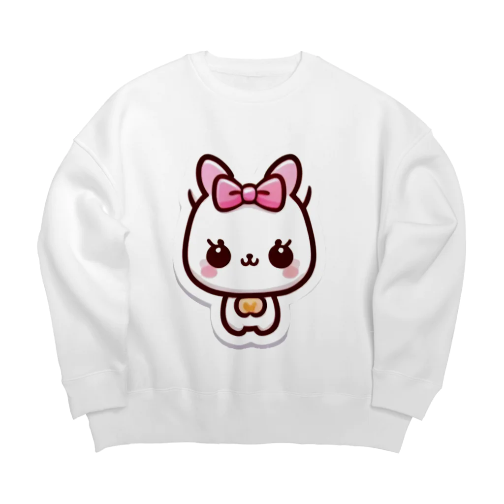 ほっこりデザインスタジオの癒しの白猫グッズ～あなたの心にふれる白い天使～ Big Crew Neck Sweatshirt