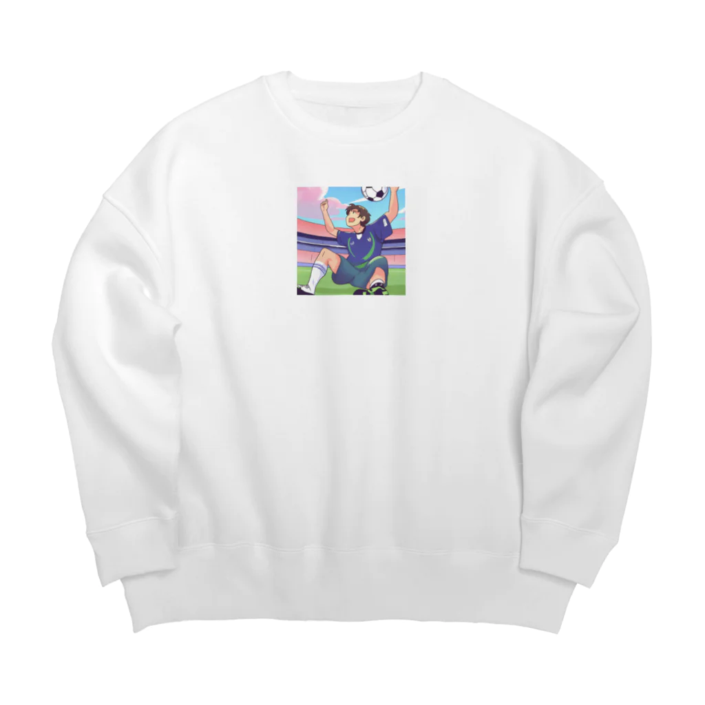 ほっこりグッズBASEのワールドカップ優勝を夢見るサッカー少年 Big Crew Neck Sweatshirt