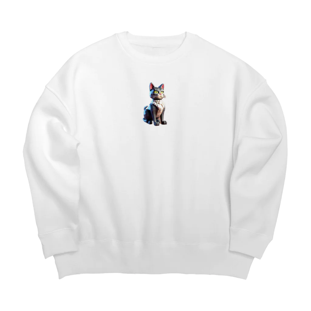 どどめの3D猫 Big Crew Neck Sweatshirt