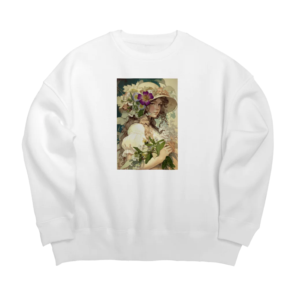 Orange Flowerのミシャ風フラワーアート Big Crew Neck Sweatshirt