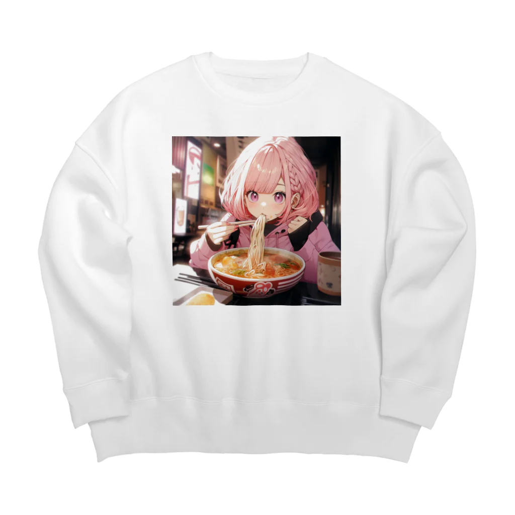 ぶーたんのラーメンをたべる女の子 Big Crew Neck Sweatshirt