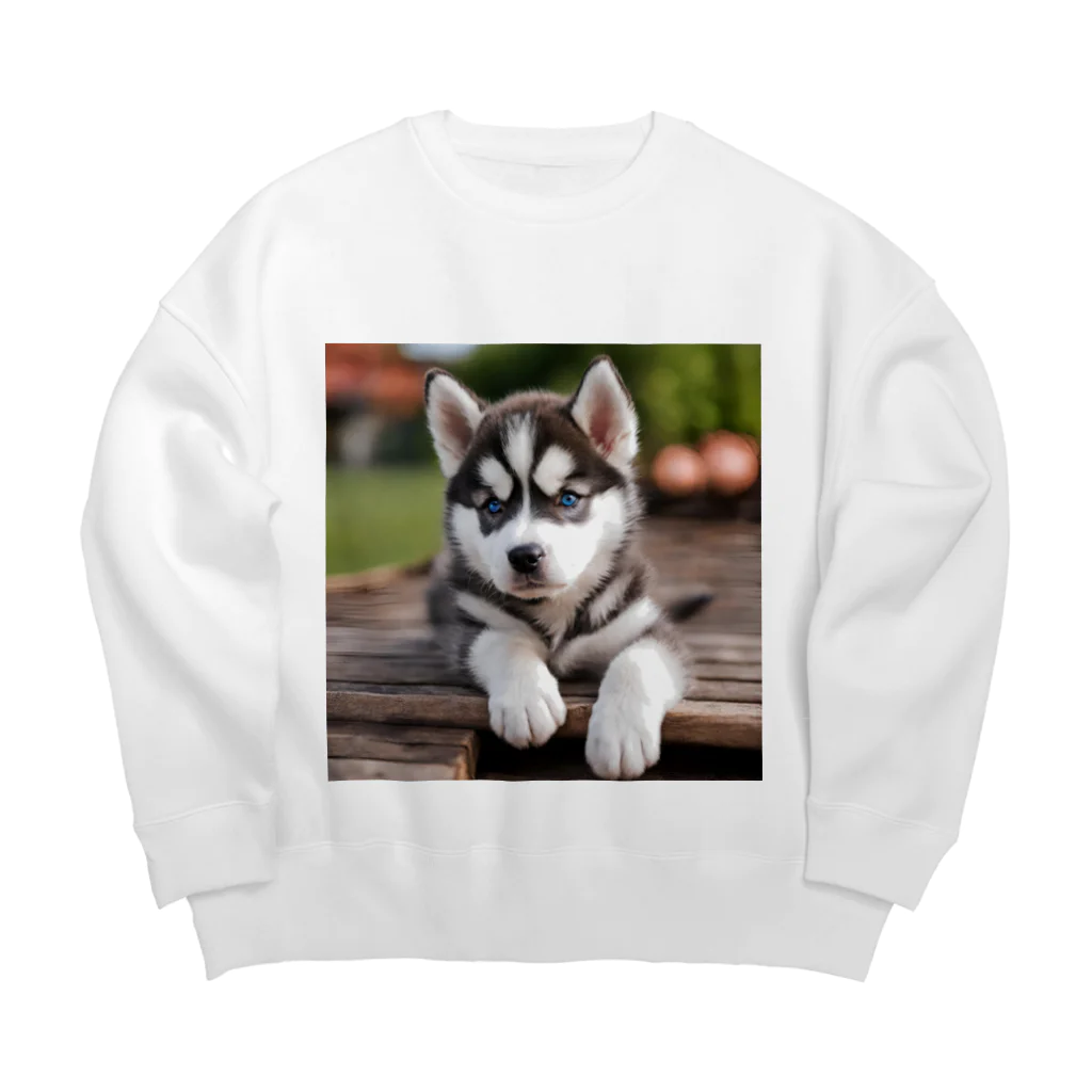 Kybeleのシベリアンハスキーの子犬のグッズ Big Crew Neck Sweatshirt