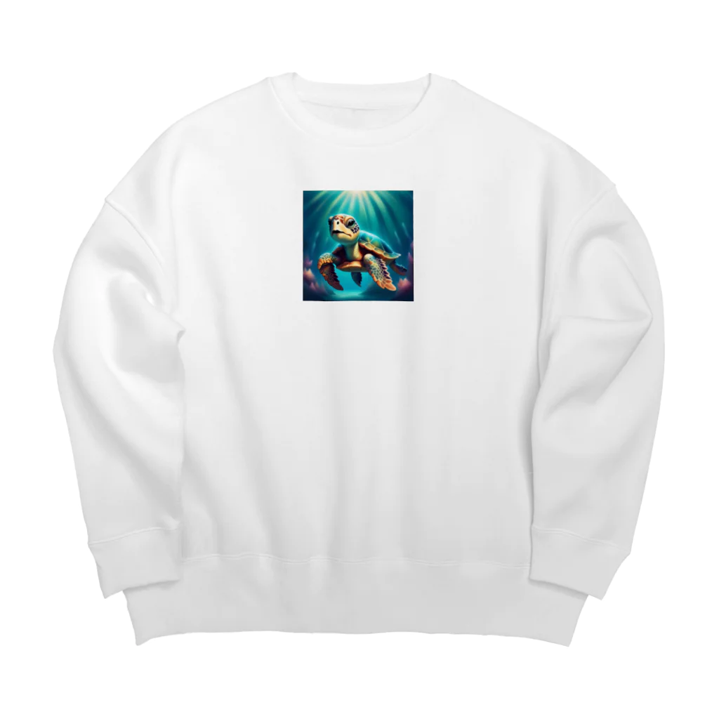 KEIZOKUの可愛らしい天使のような海ガメのイラストグッズ Big Crew Neck Sweatshirt