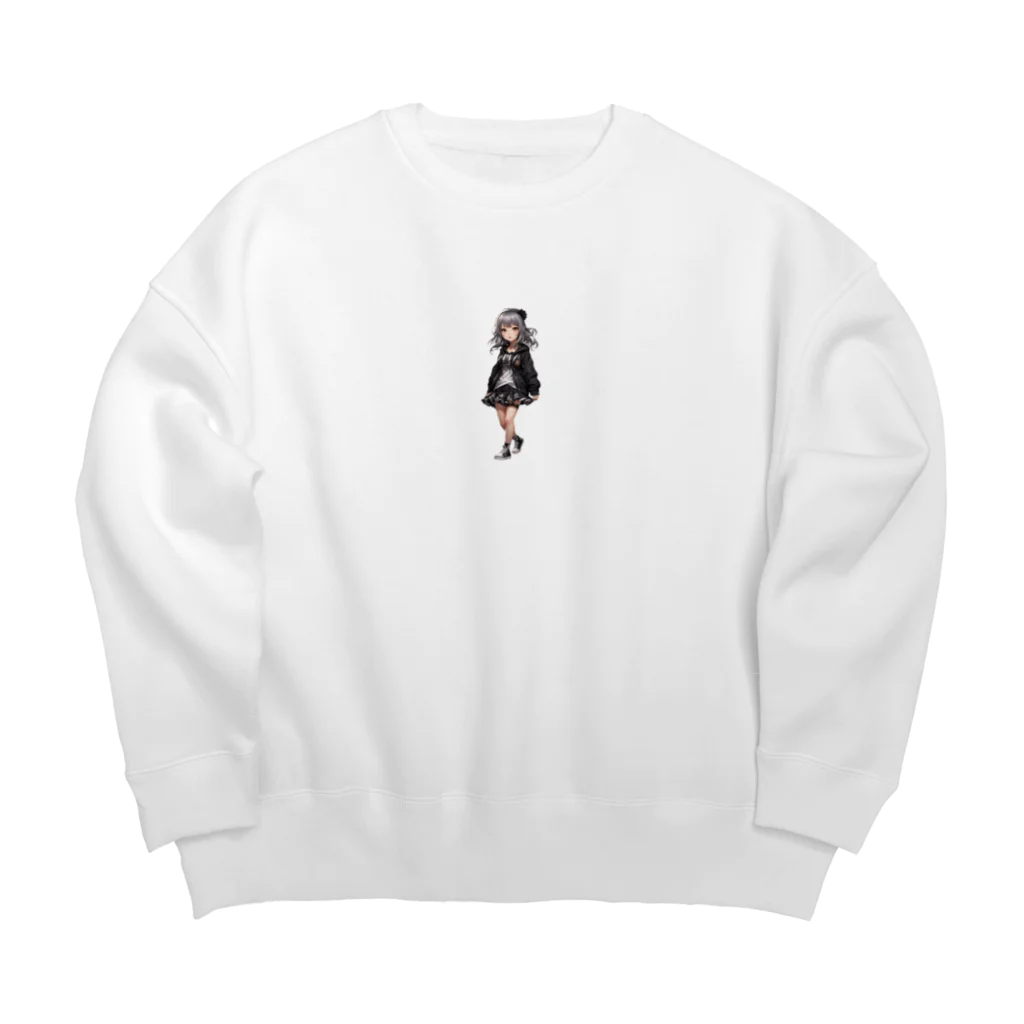 infinexus_dsgnのちびキャラ少女（Silver hair） Big Crew Neck Sweatshirt