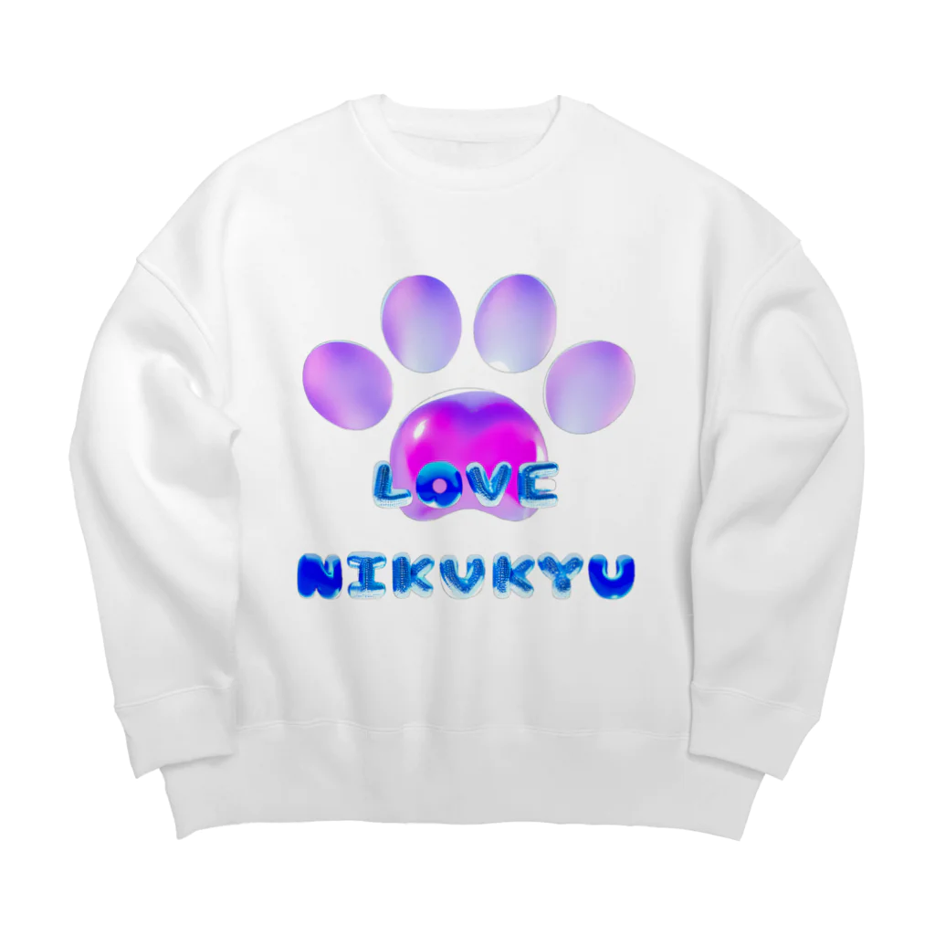 NIKUKYU LOVERのLOVE NIKUKYU -肉球好きさん専用 ブルーピンクバルーン - Big Crew Neck Sweatshirt