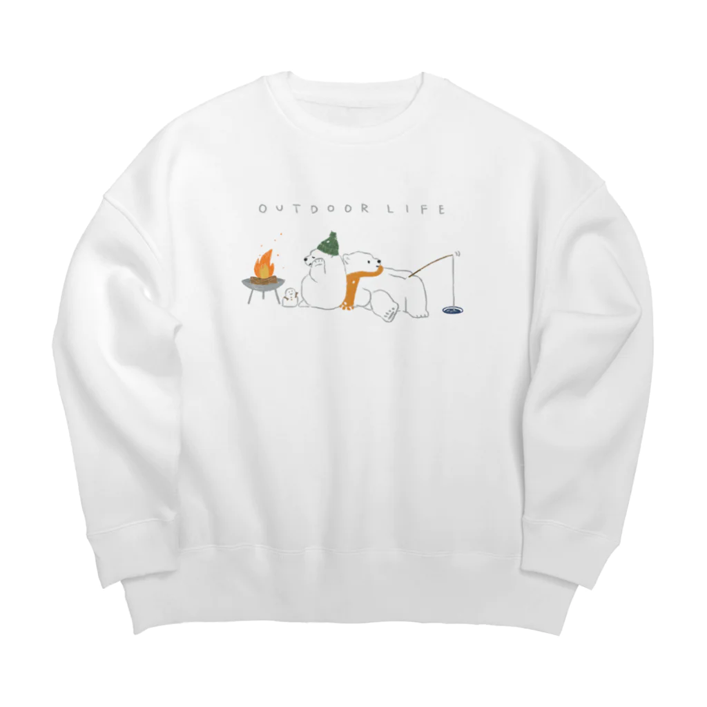 kiki25のアウトドアライフを満喫する白くま(冬)(淡色プリント用) Big Crew Neck Sweatshirt