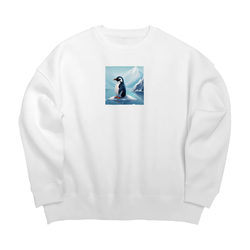 AIワクワクのイラストのペンギン Big Crew Neck Sweatshirt