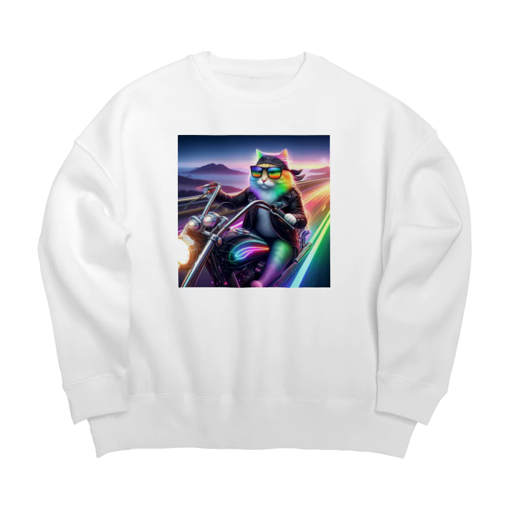 ニャーちゃんショップのキャットライダー Big Crew Neck Sweatshirt