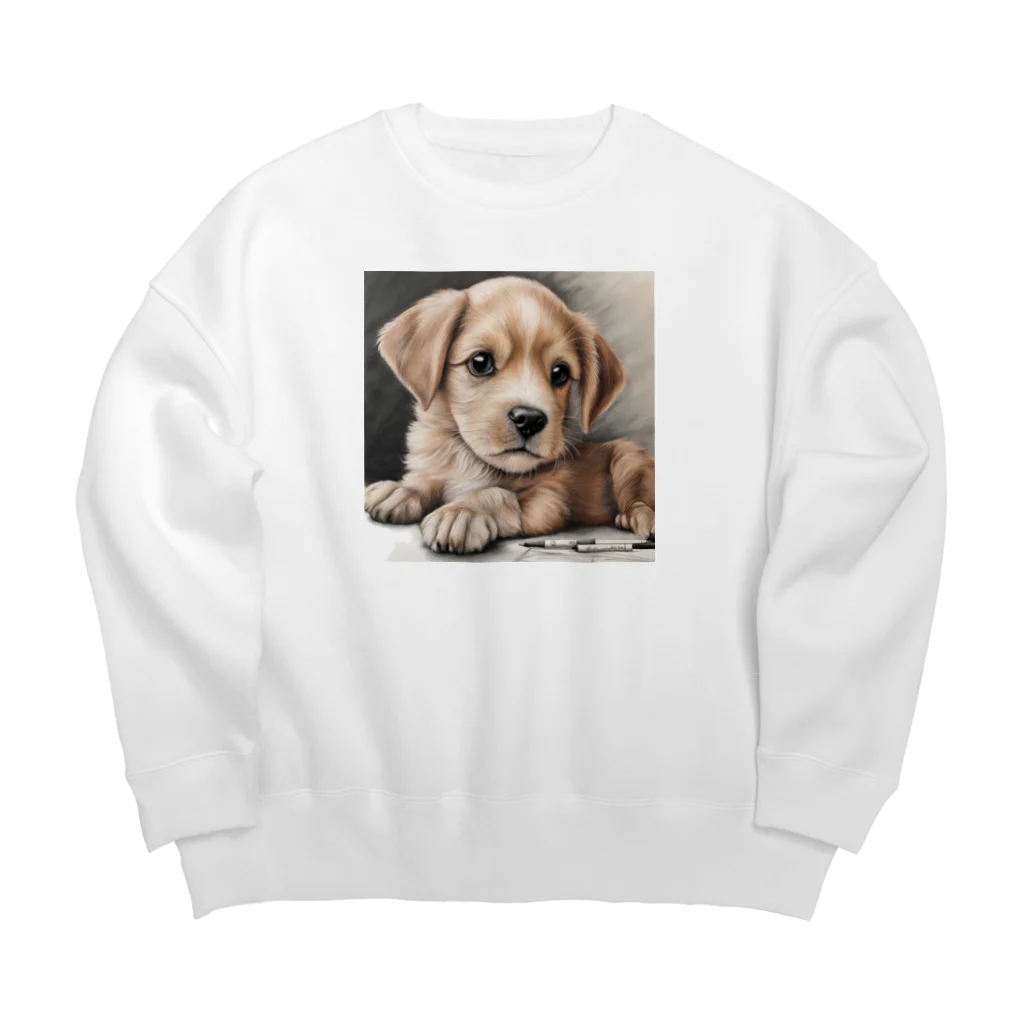 つぶらな瞳の子犬グッズ屋さんの癒しの子犬 Big Crew Neck Sweatshirt