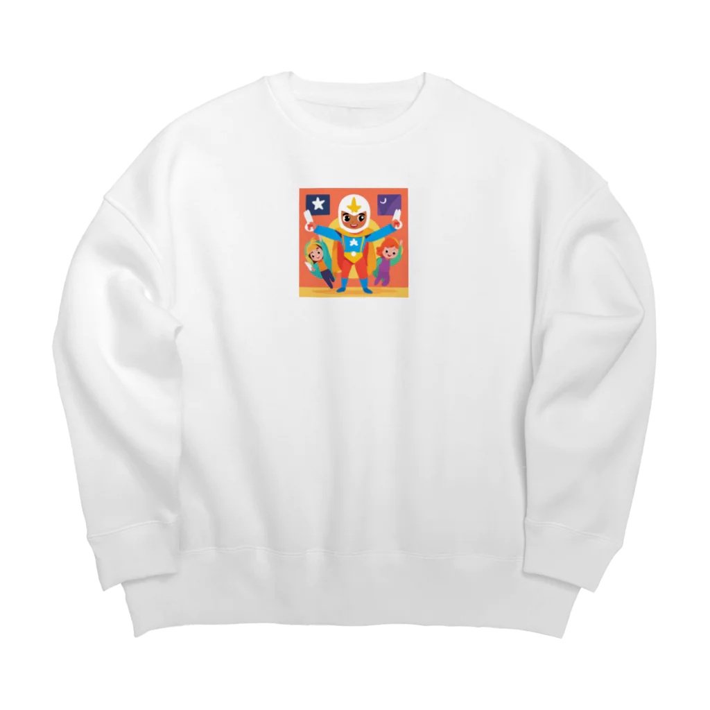 Satoshi27の世界を守るヒーロー Big Crew Neck Sweatshirt