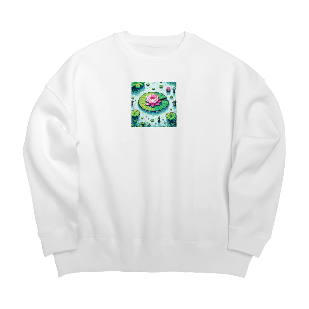 レインボーグリッターのハスの葉と花びら Big Crew Neck Sweatshirt