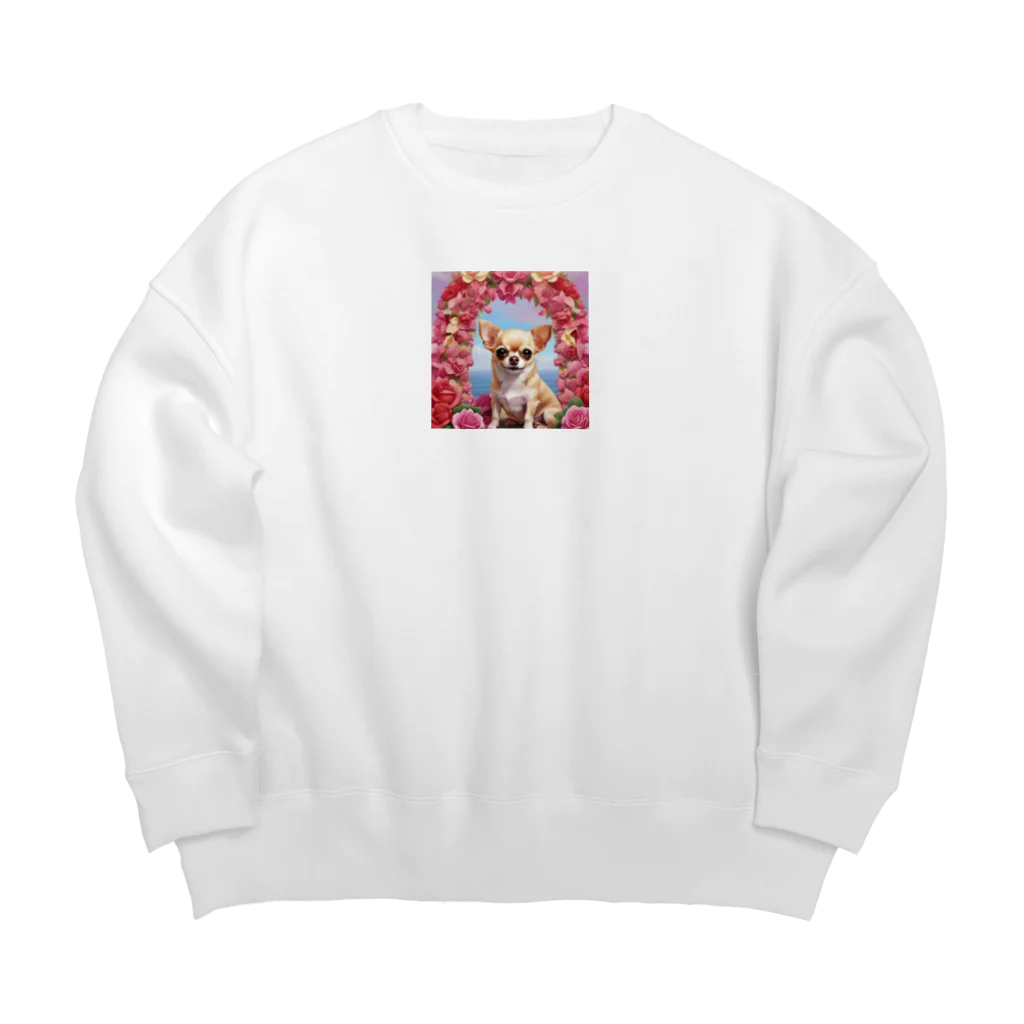 チワワ愛好家ショップの王室の秘密とチワワと薔薇 Big Crew Neck Sweatshirt