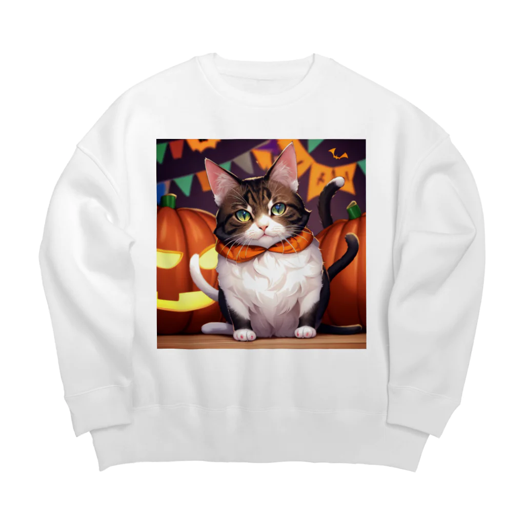 那須モバイル店のハロウィンの猫 Big Crew Neck Sweatshirt