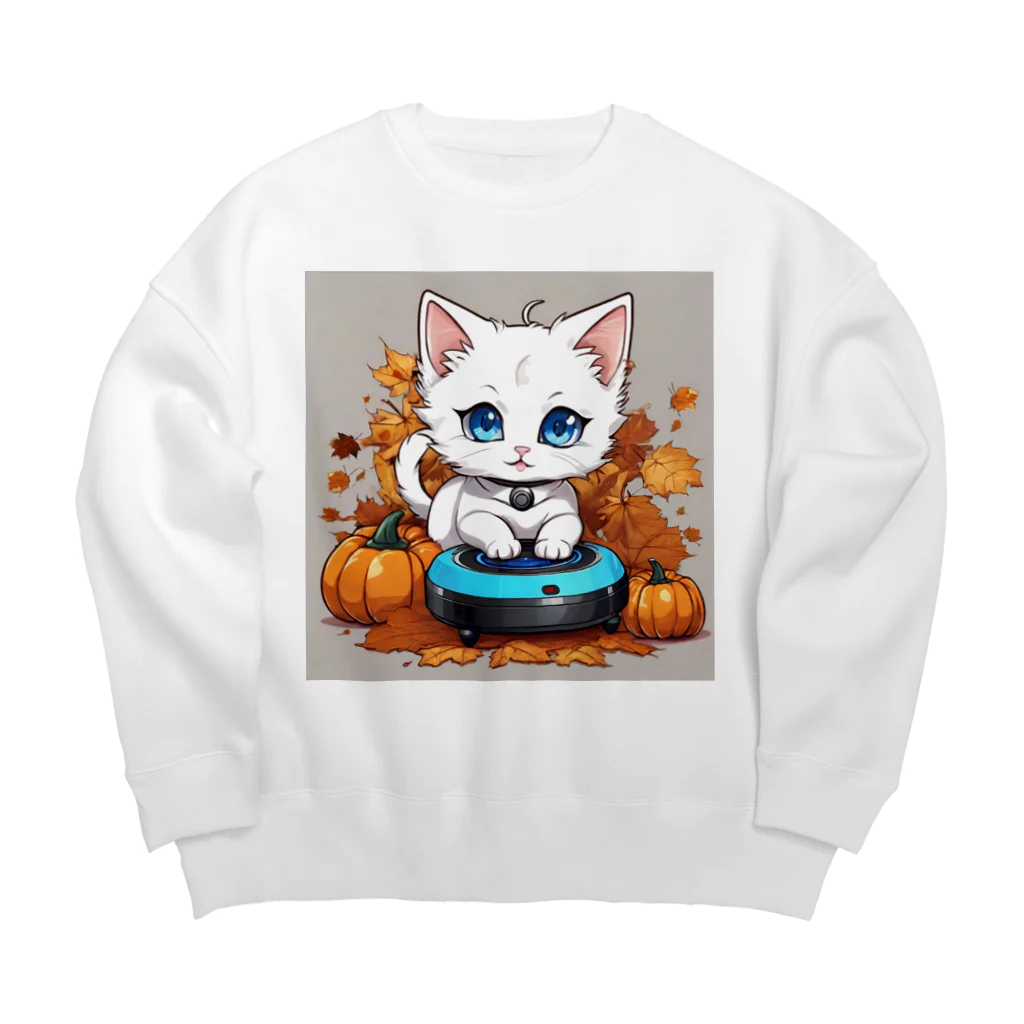 yoiyononakaのハロウィンと白猫10 Big Crew Neck Sweatshirt