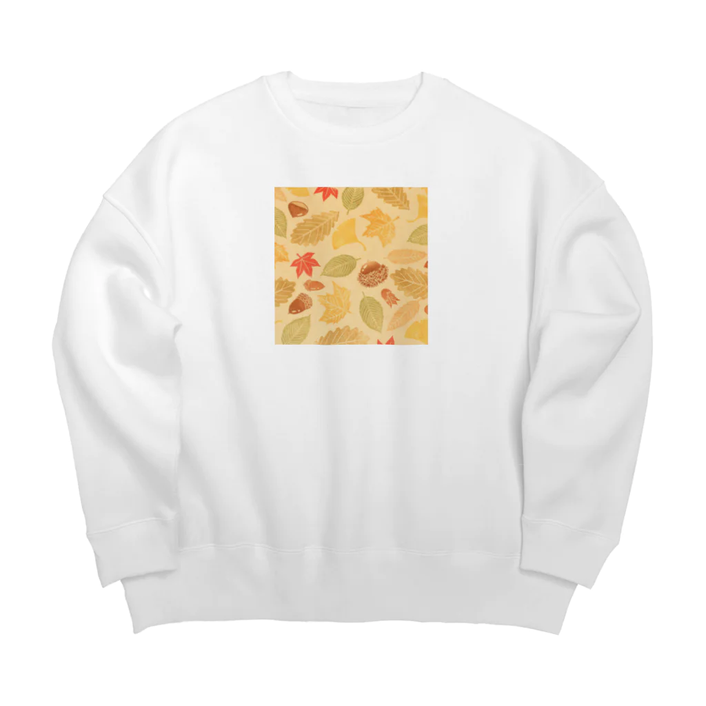 omochi_stampのおちばとどんぐり Big Crew Neck Sweatshirt