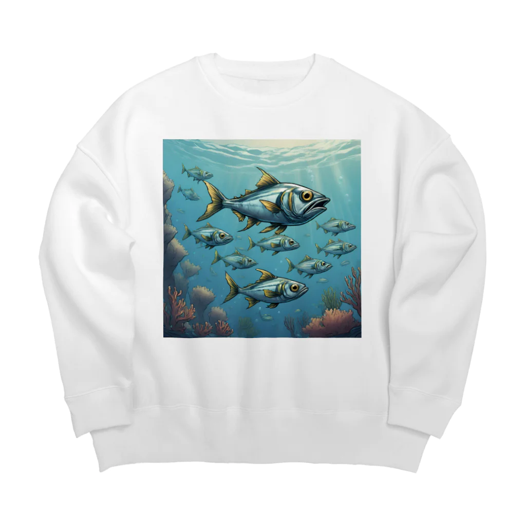 OI-ARTの海中の魚群 Big Crew Neck Sweatshirt