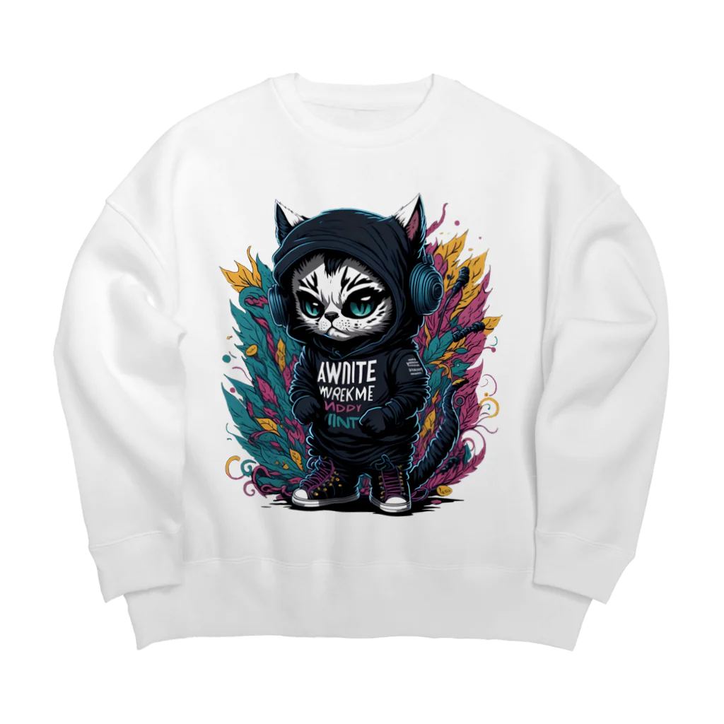 めんぼうさんやのちびネコ Big Crew Neck Sweatshirt