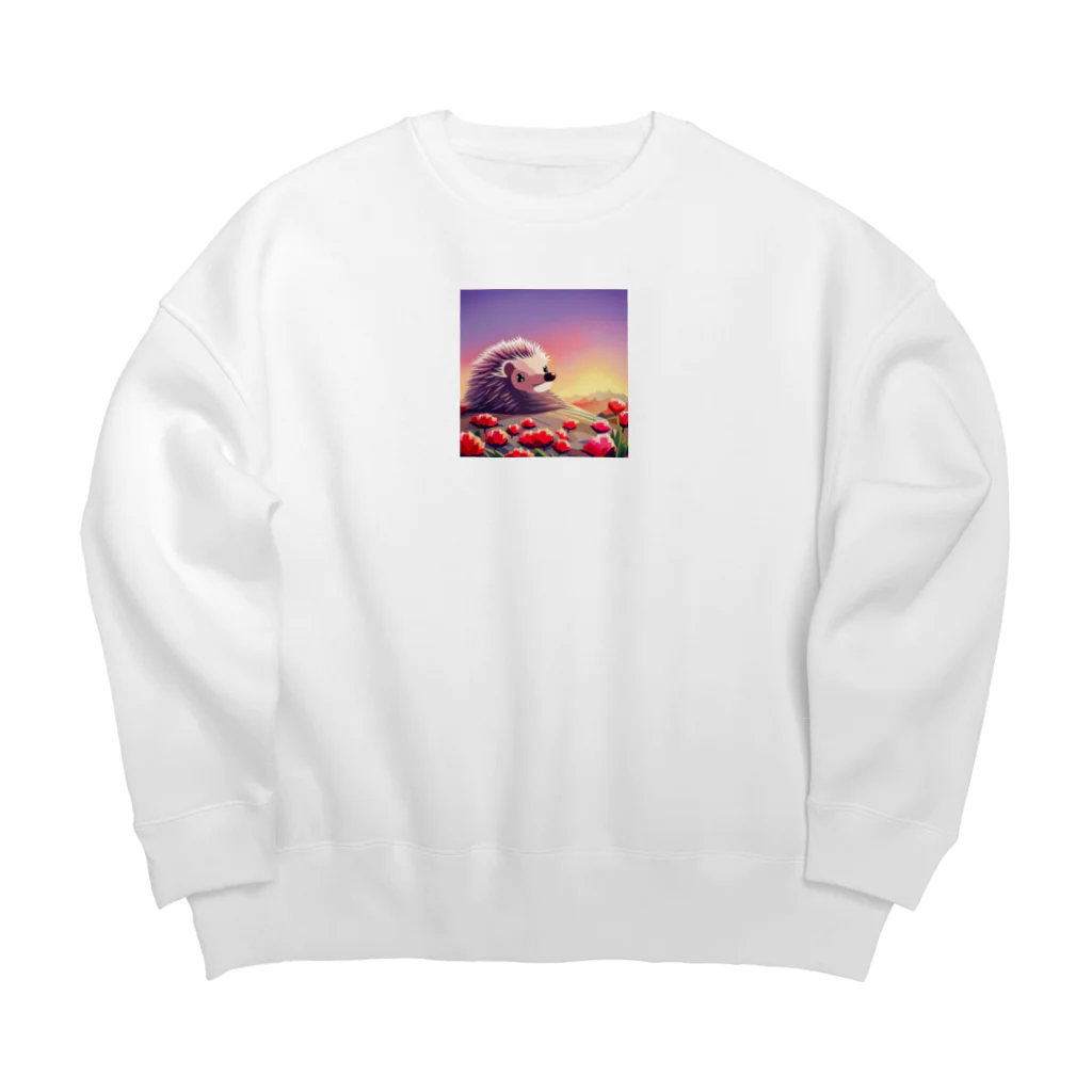 koba777のドット絵ハリネズミ Big Crew Neck Sweatshirt