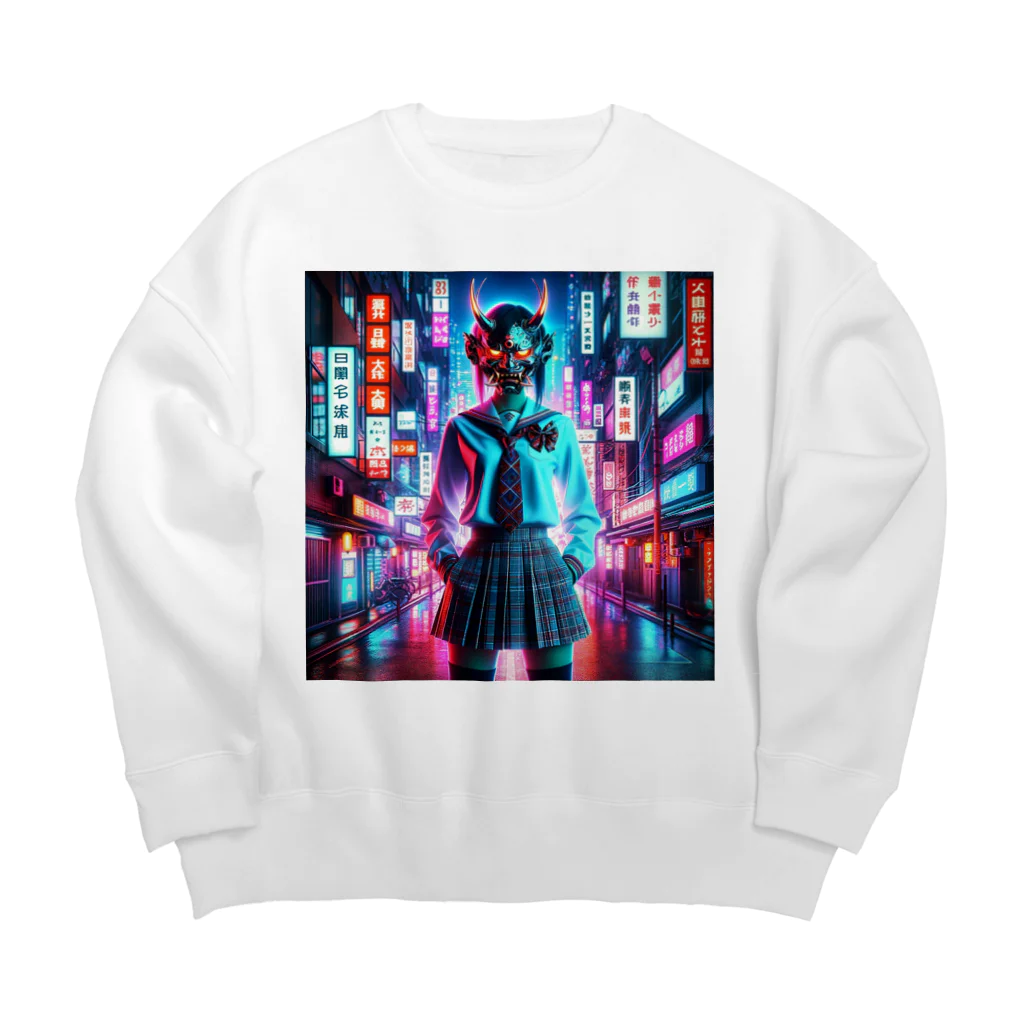 Hayate Kawakami オリジナルの般若女子高生 Big Crew Neck Sweatshirt