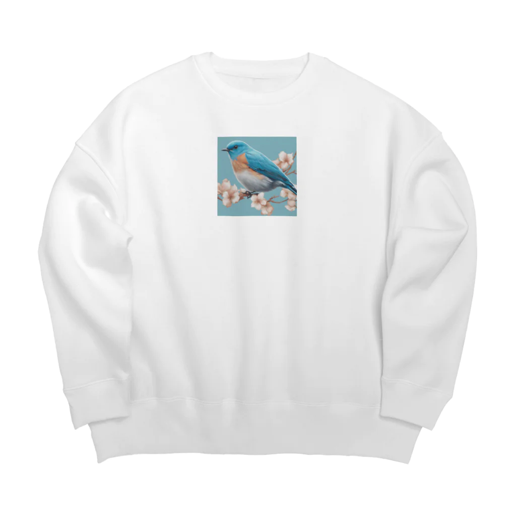 ❤︎cute❤︎のbeautiful blue bird Big Crew Neck Sweatshirt