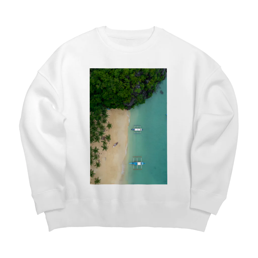 hir00の上空からのビーチ写真 Big Crew Neck Sweatshirt