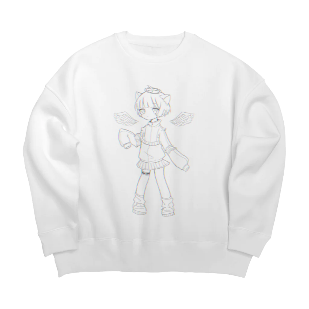 救済睡夢の白猫天使少女 Big Crew Neck Sweatshirt