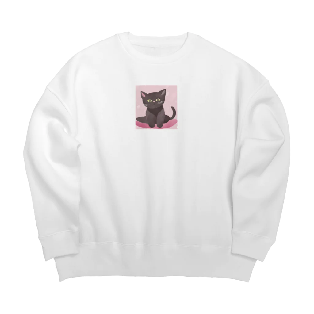 木馬の黒猫ちゃん Big Crew Neck Sweatshirt