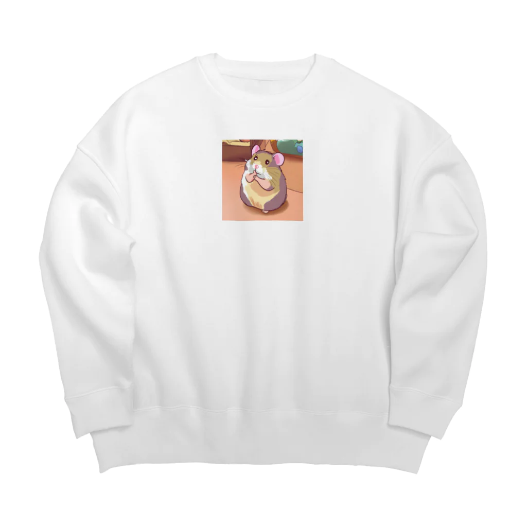 かわいいキャラクターのちょーかわいいハムスターイラストグッズ Big Crew Neck Sweatshirt