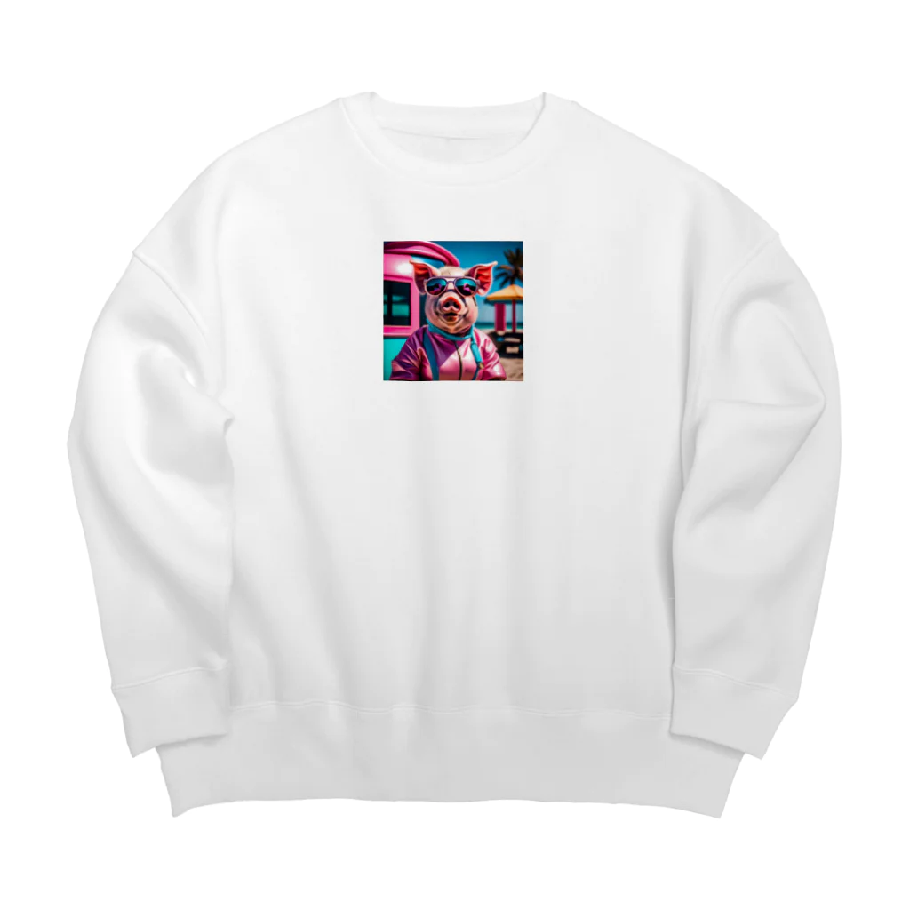 mimimiminononoの陽気なKOBUTAちゃん Big Crew Neck Sweatshirt