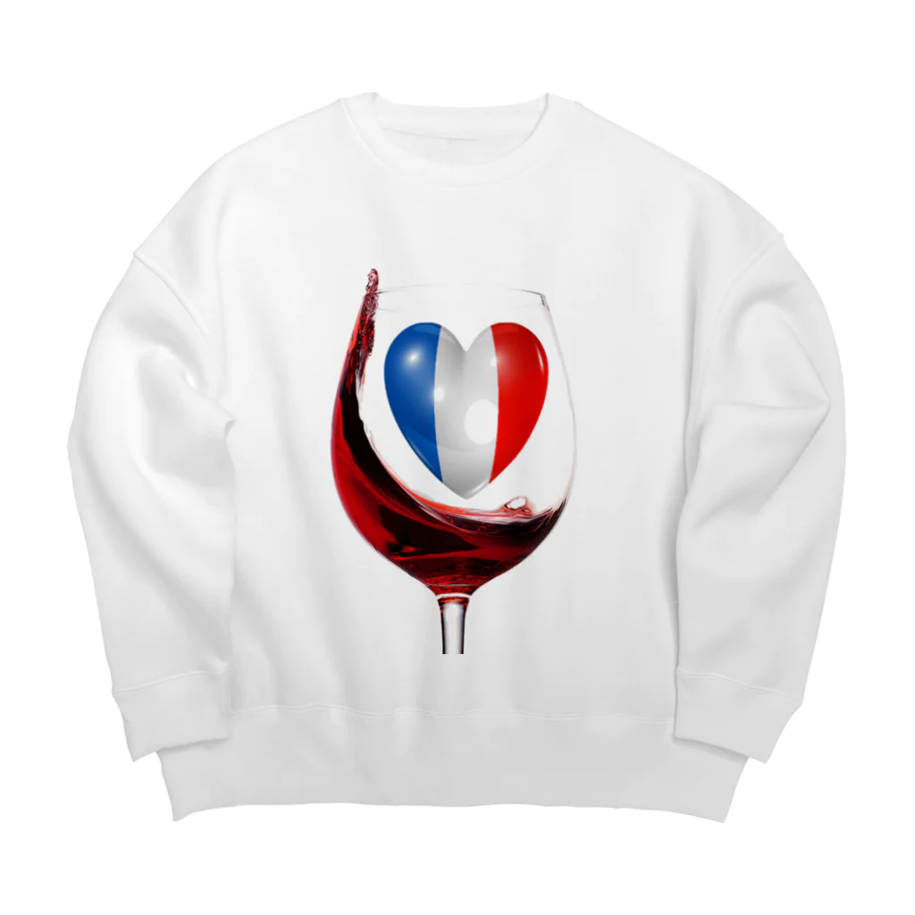 WINE 4 ALLの国旗とグラス：フランス（衣類） ビッグシルエットスウェット