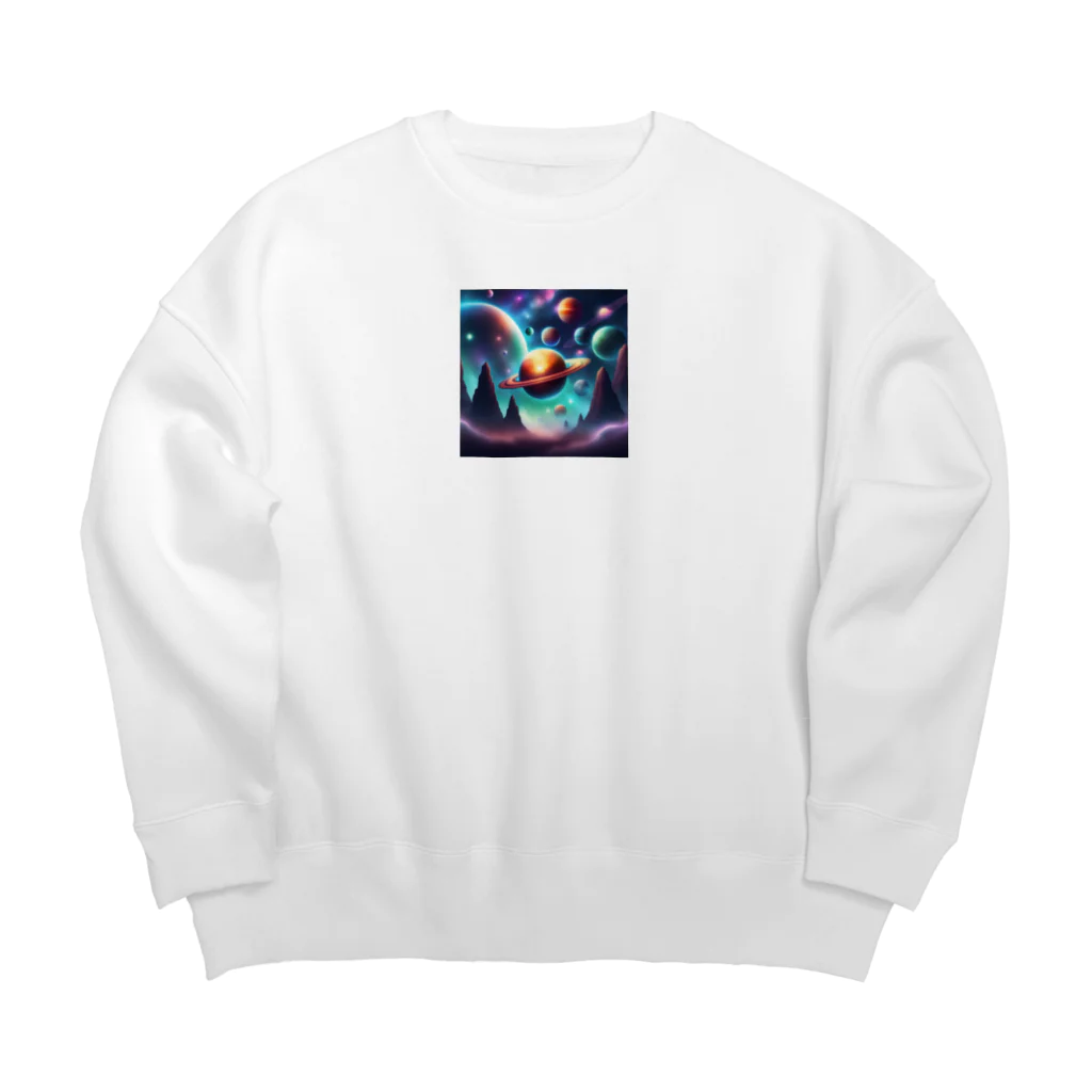 usinikuの宇宙に浮かぶ惑星 Big Crew Neck Sweatshirt