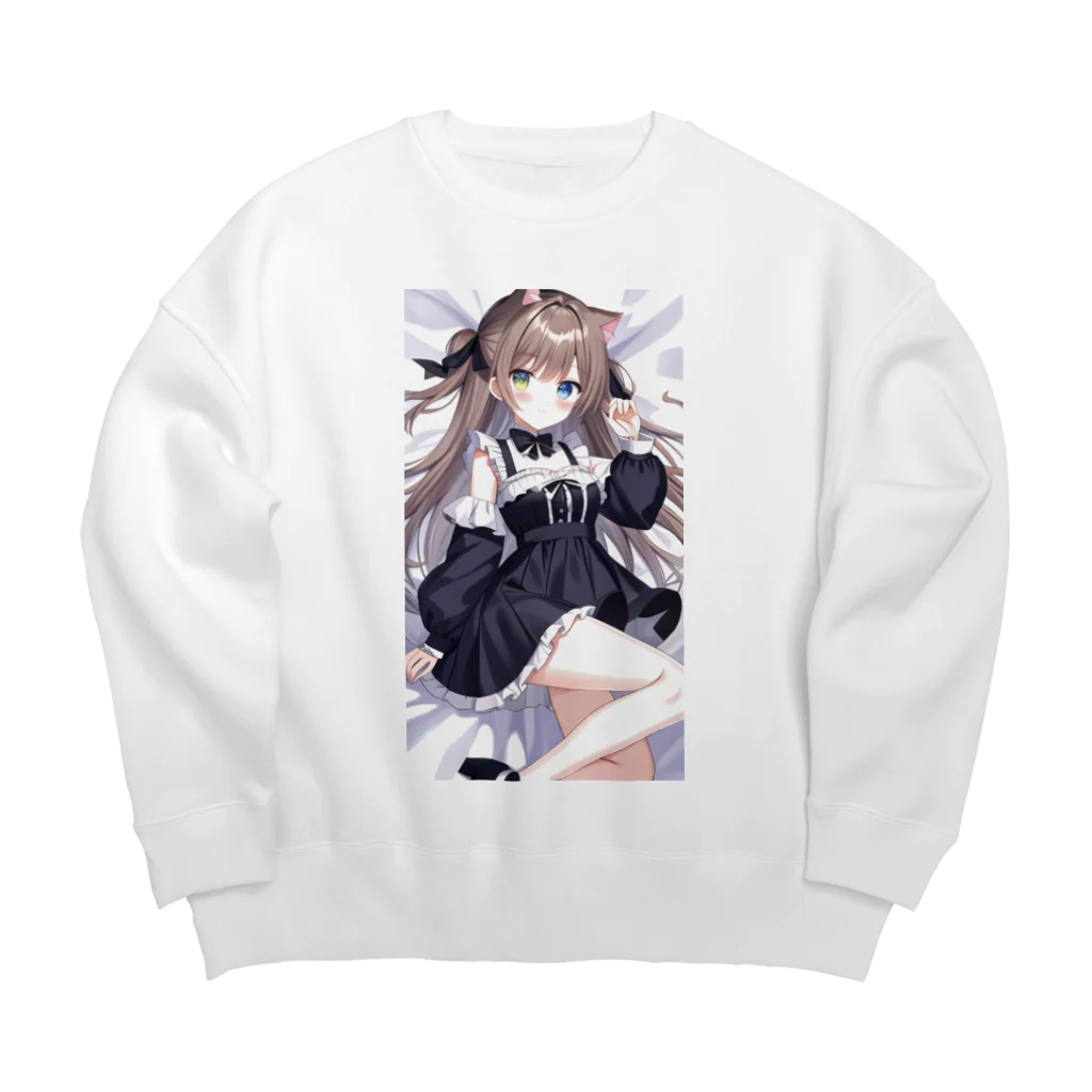 WAKEN0709の猫耳ゴスロリ美少女 Big Crew Neck Sweatshirt