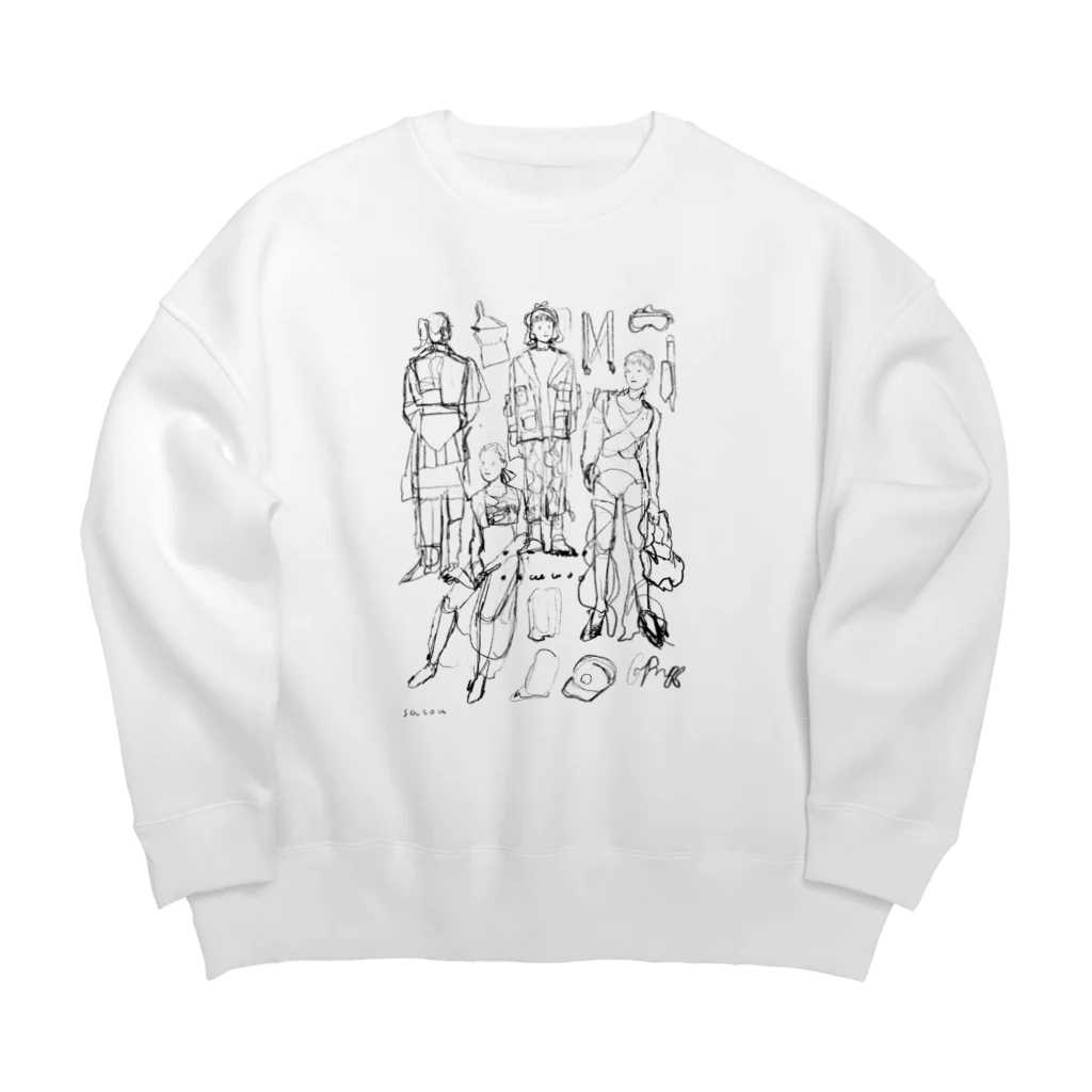 satouのラフ描き Big Crew Neck Sweatshirt