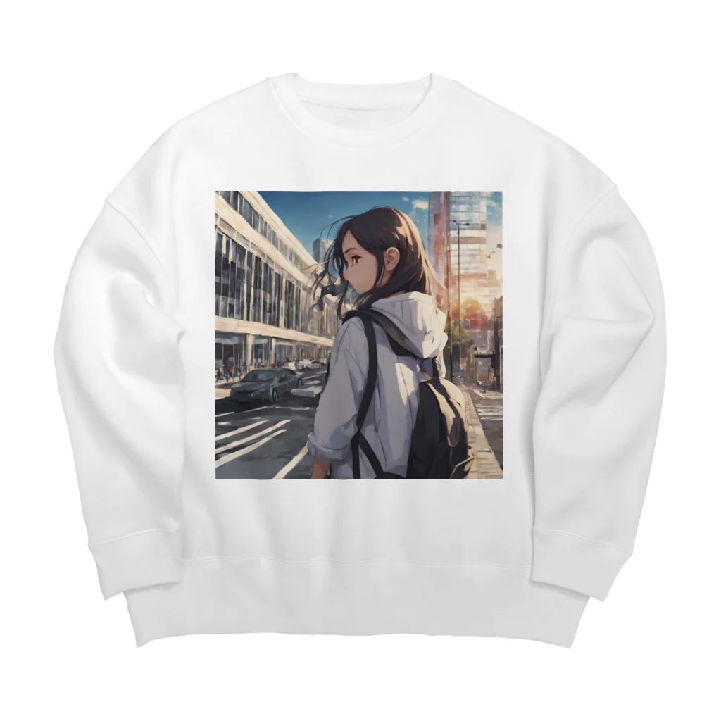 めんたいこの都会女子高生 Big Crew Neck Sweatshirt