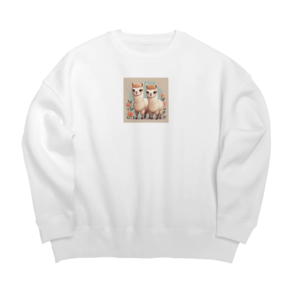 sasakazuの可愛すぎる双子のアルパカ Big Crew Neck Sweatshirt